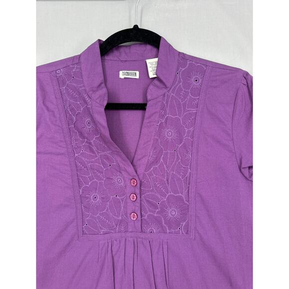 90s Vintage Top Womens Large Purple Y2K Eyelet Cottage Fairy Boho Bohemian - Picture 5 of 8